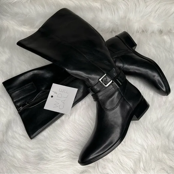 Naturalizer Reid High Shaft Boots Wide Calf Black Size 4.5M
