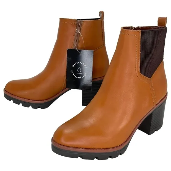 Naturalizer Womens Ankle Boots 10M Verney Cider Spice Waterproof Leather