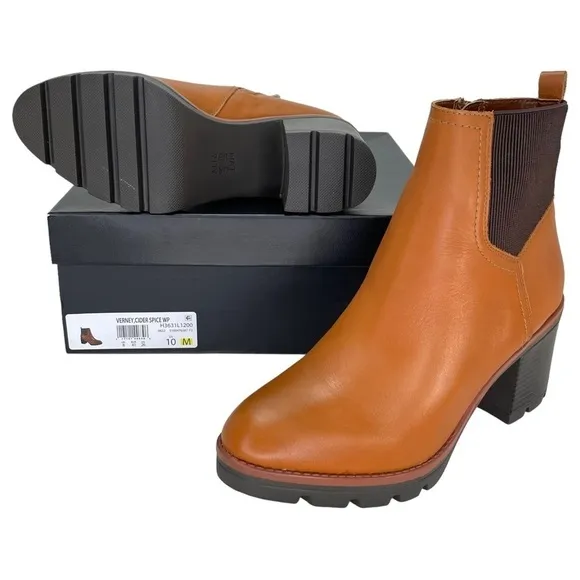 Naturalizer Womens Ankle Boots 10M Verney Cider Spice Waterproof Leather
