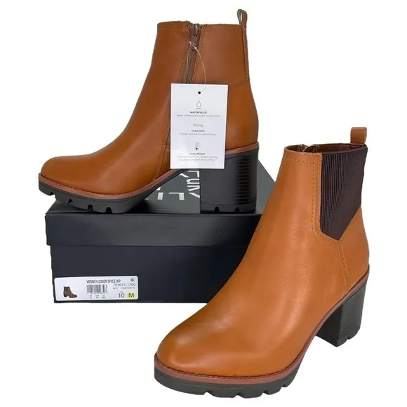 Naturalizer Womens Ankle Boots 10M Verney Cider Spice Waterproof Leather