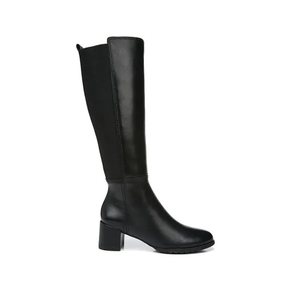 NATURALIZER Womens Black Back Pull-Tab Wide Calf Almond Boots Shoes 9.5 M WC