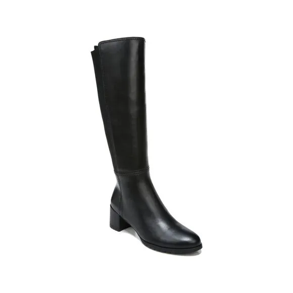 NATURALIZER Womens Black Back Pull-Tab Wide Calf Almond Boots Shoes 9.5 M WC