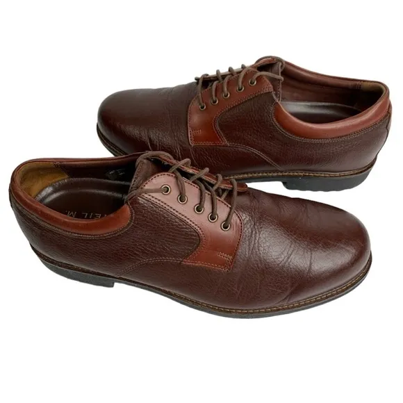 Neil M. 2 Tone Brown Oxford Pebble Leather Lace Removable Insole Shoes Size 12E3
