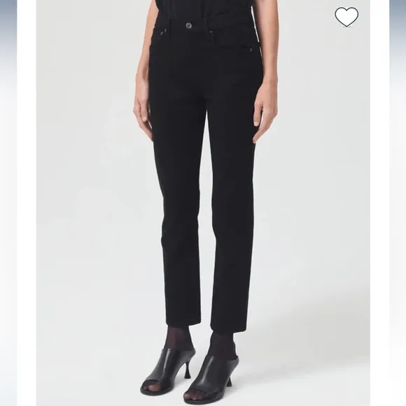 New Agolde Merrel Mid Rise Straight Leg Jeans in Axis Black Organic Cotton