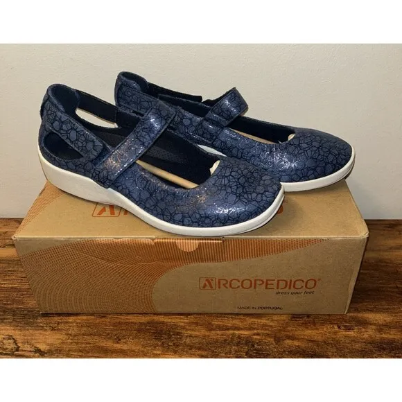 NEW Arcopedico Women's Mary Jane Shoes Liho Blue Size EU 37 US 6.5