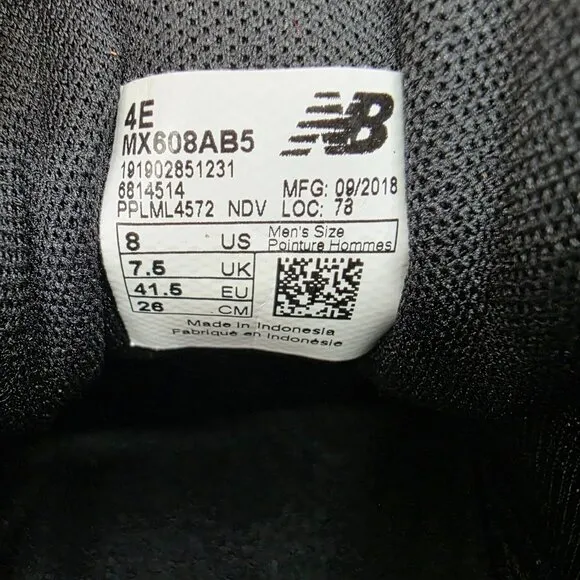 New Balance 608v5 Slip Resistant Shoes Men’s Size 8 4E Wide Black MX608AB5