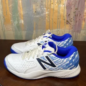 New Balance 696 V3 All Court  White Blue Tennis Trainer shoes Mens 12 Wide
