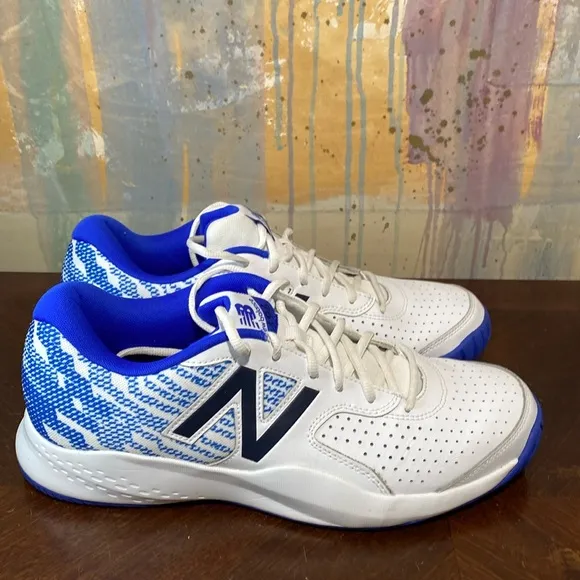 New Balance 696 V3 All Court  White Blue Tennis Trainer shoes Mens 12 Wide