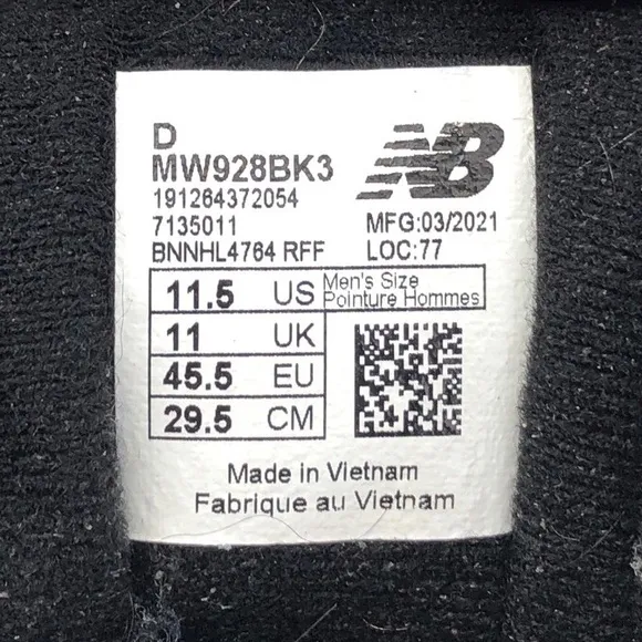 New Balance 928v3 Black Leather Walking Shoes 11.5 D