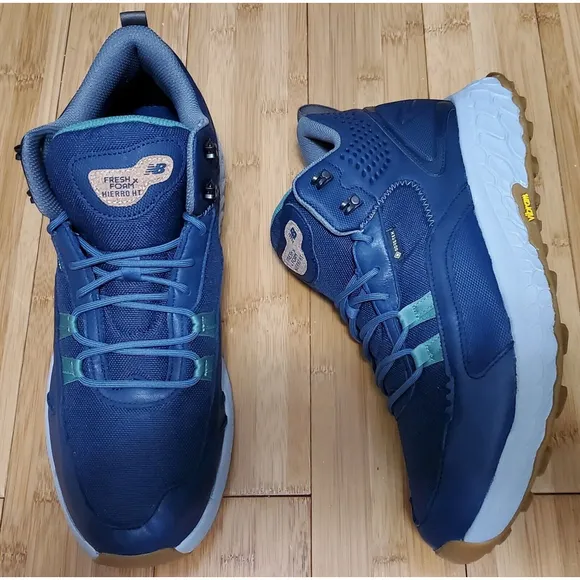 New Balance Men Sz 12 Fresh Foam X Hierro Mid Goretex Blue Hiking Shoes MTHIMCTE