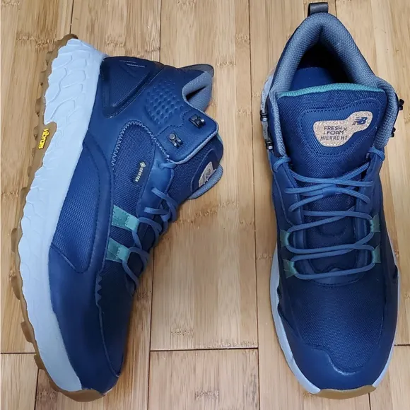 New Balance Men Sz 12 Fresh Foam X Hierro Mid Goretex Blue Hiking Shoes MTHIMCTE
