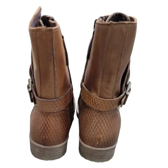 NEW Bedstu Roan Deception Leather Wrap Over Combat Boots Size 8 Tan