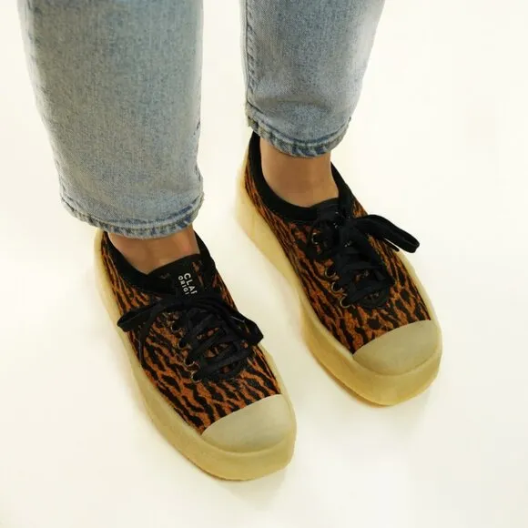 NEW CLARKS Haircalf Tor Hoop Comfort Sneakers tortoiseshell for women 124tn