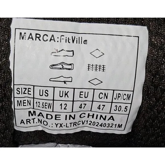 New! FitVille Men's 12.5 Extra Wide Hiking Outdoor Shoes Soft Toes Arch Support