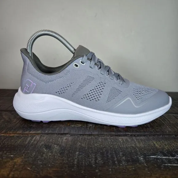 NEW Footjoy Flex Womens Size 6 Medium Golf Shoes Spikeless Lace 95766 Gray White