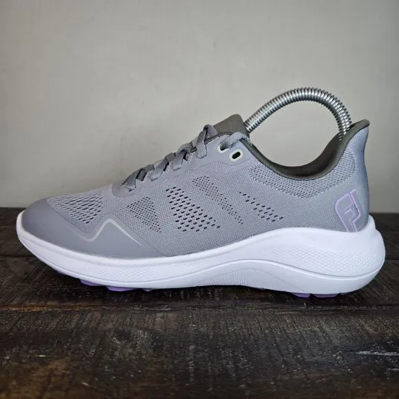 NEW Footjoy Flex Womens Size 6 Medium Golf Shoes Spikeless Lace 95766 Gray White