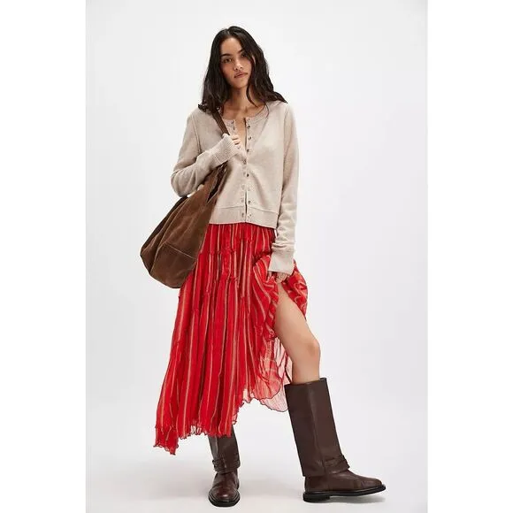 New Free People FP One Ember Printed Midi Skirt Size XS