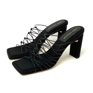 New! Good American Shoes Good American‎ Black Neoprene Caged Mule