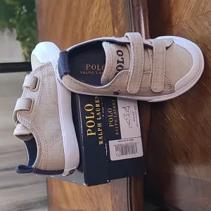 New in box! Polo Ralph Lauren Khaki Kingsley Boys baby size 6 canvas shoe