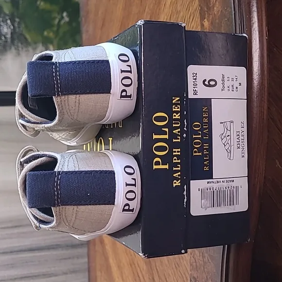 New in box! Polo Ralph Lauren Khaki Kingsley Boys baby size 6 canvas shoe
