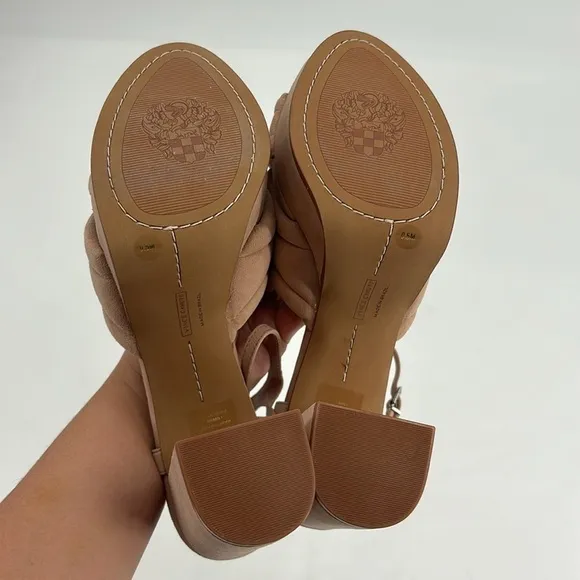New in box Vince Camuto nude Plato’s suede sandals size 9.5