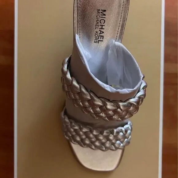 New in the box! Michael Kors Silver Heel Sandels