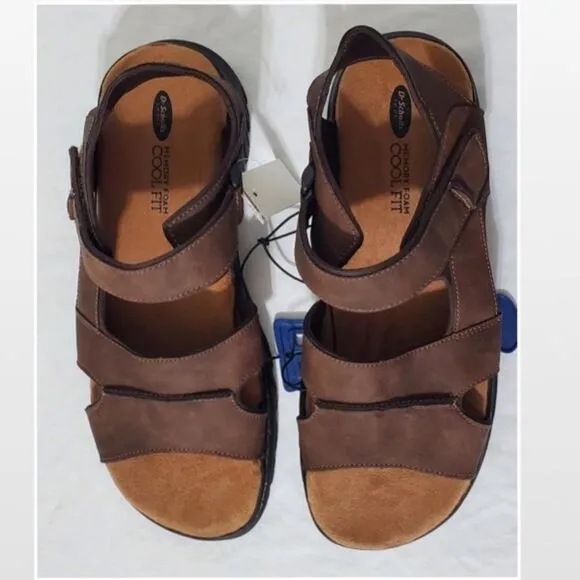 New Men Brown Fisherman Sandals Hiking Shoes Dr. Scholls Size 10