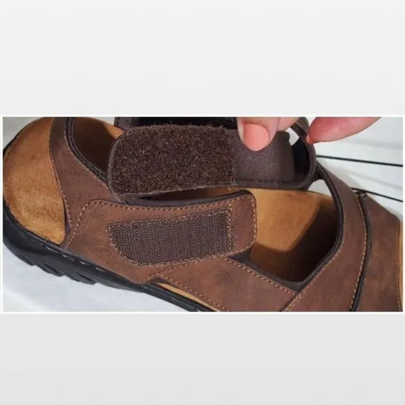 New Men Brown Fisherman Sandals Hiking Shoes Dr. Scholls Size 10