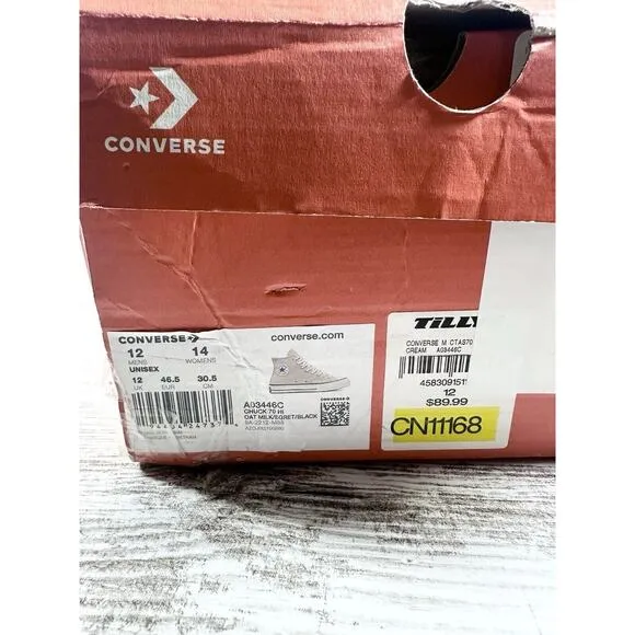 NEW Men's Converse Chuck Taylor All Star Chuck 70 Hi Oat Milk/Egret Shoes Sz 12