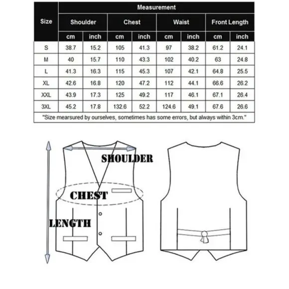 NEW MEN'S Suit Vest Slim Fit Waistcoat Black