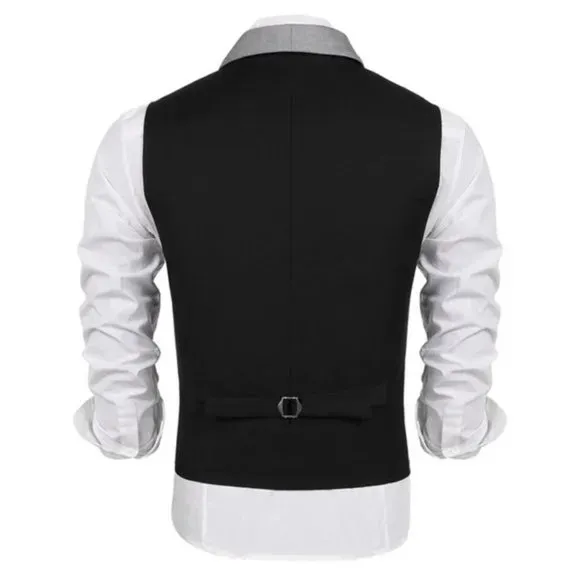 NEW MEN'S Suit Vest Slim Fit Waistcoat Black
