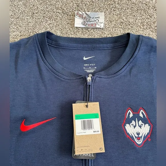 New Nike Dri-Fit Pullover Sweatshirt Jacket UCONN Huskies Blue Red Mens XL