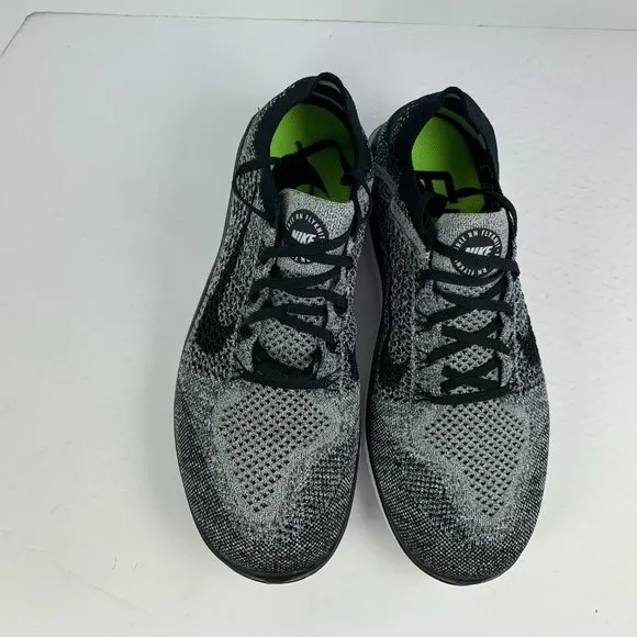 NEW Nike Free RN Flyknit Men's Running Shoes Oreo Black White 942838-101 10, 12