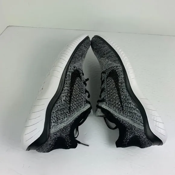 NEW Nike Free RN Flyknit Men's Running Shoes Oreo Black White 942838-101 10, 12