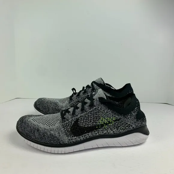 NEW Nike Free RN Flyknit Men's Running Shoes Oreo Black White 942838-101 10, 12