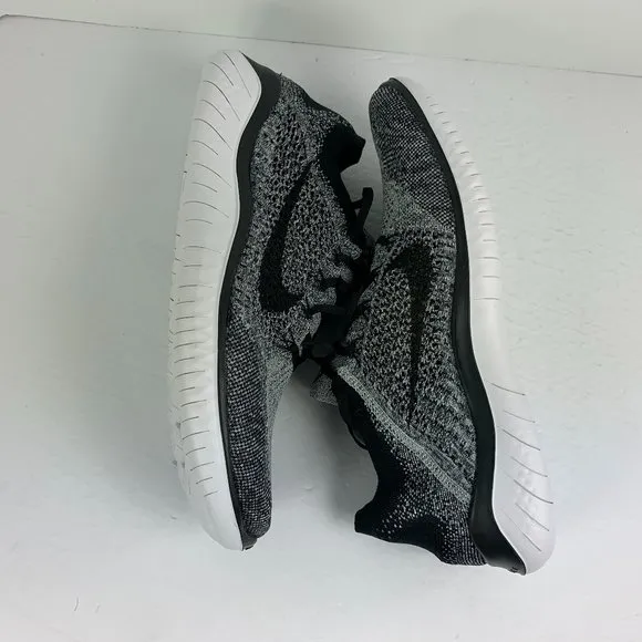 NEW Nike Free RN Flyknit Men's Running Shoes Oreo Black White 942838-101 10, 12