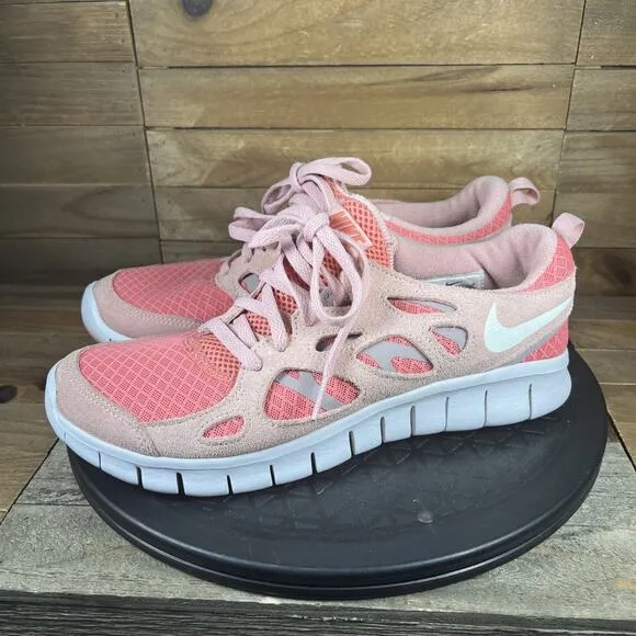 New Nike Free Run 2 GS Youth Size 7Y Pink/White Lace Up Athletic Shoes EUC