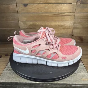 New Nike Free Run 2 GS Youth Size 7Y Pink/White Lace Up Athletic Shoes EUC