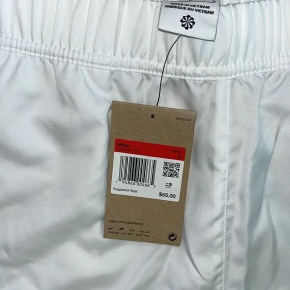 New Nike Killer White/Black trim swoosh Tennis 11” inseam Shorts L unlined NWT