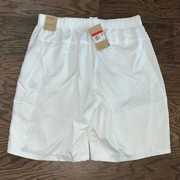 New Nike Killer White/Black trim swoosh Tennis 11” inseam Shorts L unlined NWT