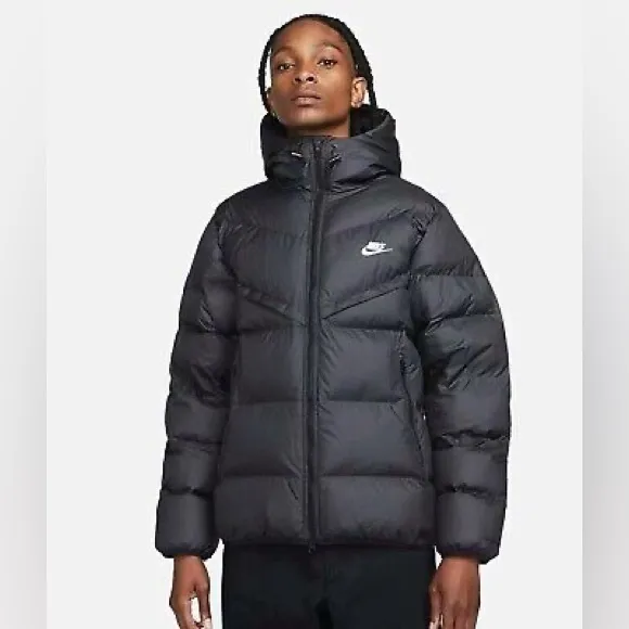 New Nike Storm Fit Windrunner Primaloft Hooded Puffer Jacket Black Mens XL