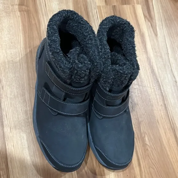 new! Ortho Feet Waterproof Boots Velcro Orthopedic Winter Nonslip Black Leather
