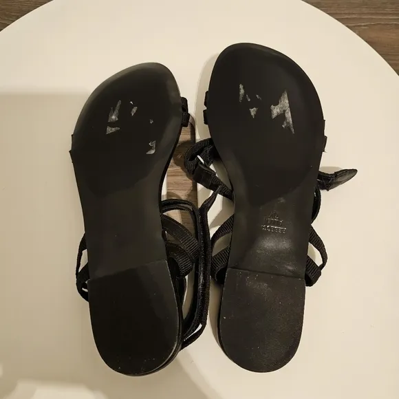 NEW Rebecca Allen The Women's Flat Two Strap Sandals Black