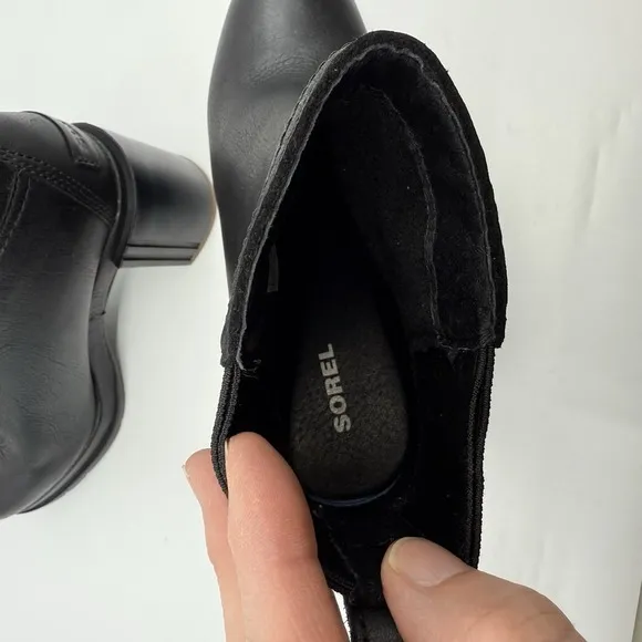 NEW SOREL Blake Chelsea Boots Women 7.5‎ Waterproof Leather Block Heel Black