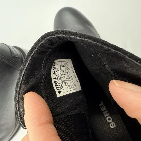 NEW SOREL Blake Chelsea Boots Women 7.5‎ Waterproof Leather Block Heel Black