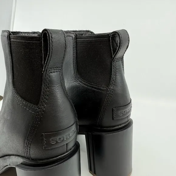 NEW SOREL Blake Chelsea Boots Women 7.5‎ Waterproof Leather Block Heel Black