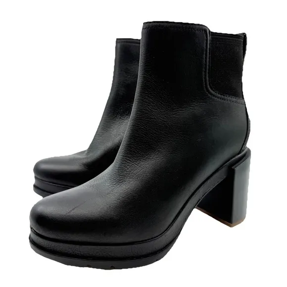 NEW SOREL Blake Chelsea Boots Women 7.5‎ Waterproof Leather Block Heel Black