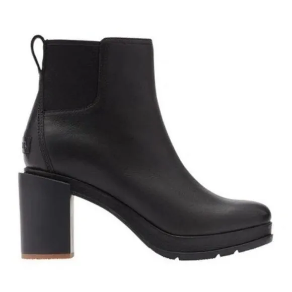 NEW SOREL Blake Chelsea Boots Women 7.5‎ Waterproof Leather Block Heel Black