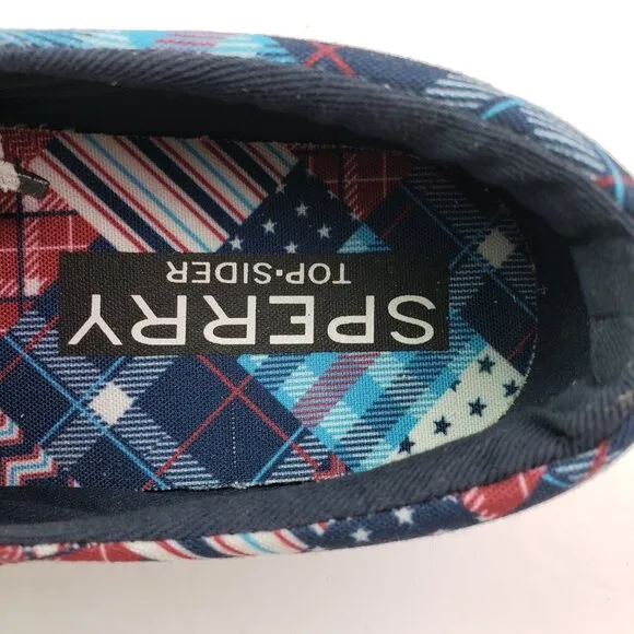 NEW Sperry Crest Vibe Madras Womens Size 6 Multi Patchwork Slip On Sneaker Shoes