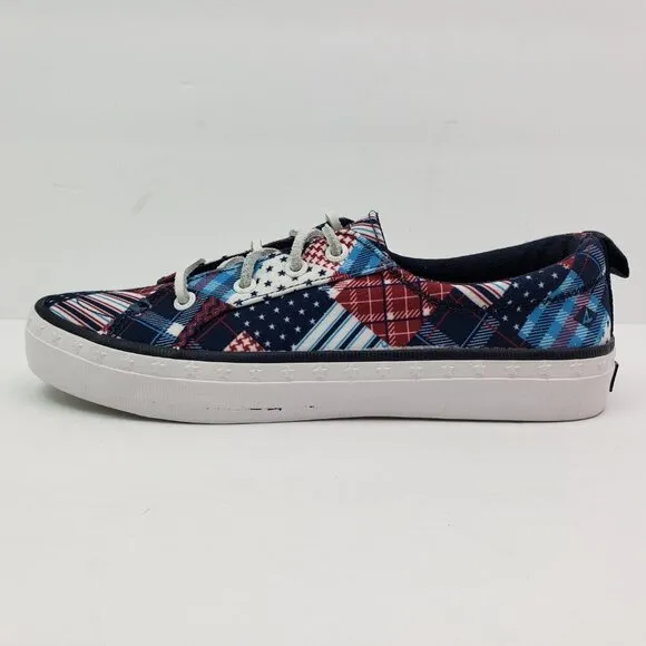 NEW Sperry Crest Vibe Madras Womens Size 6 Multi Patchwork Slip On Sneaker Shoes